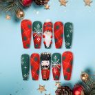Plaid Nutcracker &amp; Gnome Christmas Press-On Nails, Red &amp; Green Matte Holiday Nail Set with 3D Figures and Snowflake Patterns — Festive Handmade Nails
