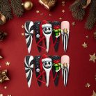 Nightmare Before Christmas Press-On Nails, Jack Skellington 3D Holiday Nail Set with Santa Hat &amp; Reindeer Design — Gothic Christmas Nails