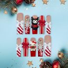 Hello Kitty &amp; Kuromi Christmas Press-On Nails, Red Candy Cane Holiday Nail Set with 3D Bows, Rhinestones &amp; Glitter — Kawaii Long Coffin Nails