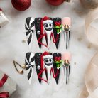 Nightmare Before Christmas Press-On Nails, Jack Skellington 3D Holiday Nail Set with Santa Hat &amp; Reindeer Design — Gothic Christmas Nails