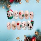 Christmas Cartoon Press-On Nails, Cute Mickey &amp; Minnie Holiday Nail Art with Gingerbread, Candy Cane &amp; Snowflakes