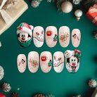 Christmas Cartoon Press-On Nails, Cute Mickey &amp; Minnie Holiday Nail Art with Gingerbread, Candy Cane &amp; Snowflakes