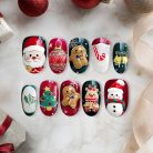 Christmas Press-On Nails, Cute Santa &amp; Snowman Holiday Nail Art Set, Gingerbread &amp; Candy Cane Festive Nails for Winter