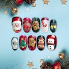 Christmas Press-On Nails, Cute Santa &amp; Snowman Holiday Nail Art Set, Gingerbread &amp; Candy Cane Festive Nails for Winter