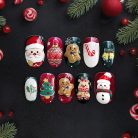 Christmas Press-On Nails, Cute Santa &amp; Snowman Holiday Nail Art Set, Gingerbread &amp; Candy Cane Festive Nails for Winter