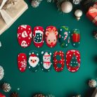Cute 3D Christmas Press-On Nails, Red &amp; Green Holiday Nail Set with Reindeer, Santa, and Snowman Designs