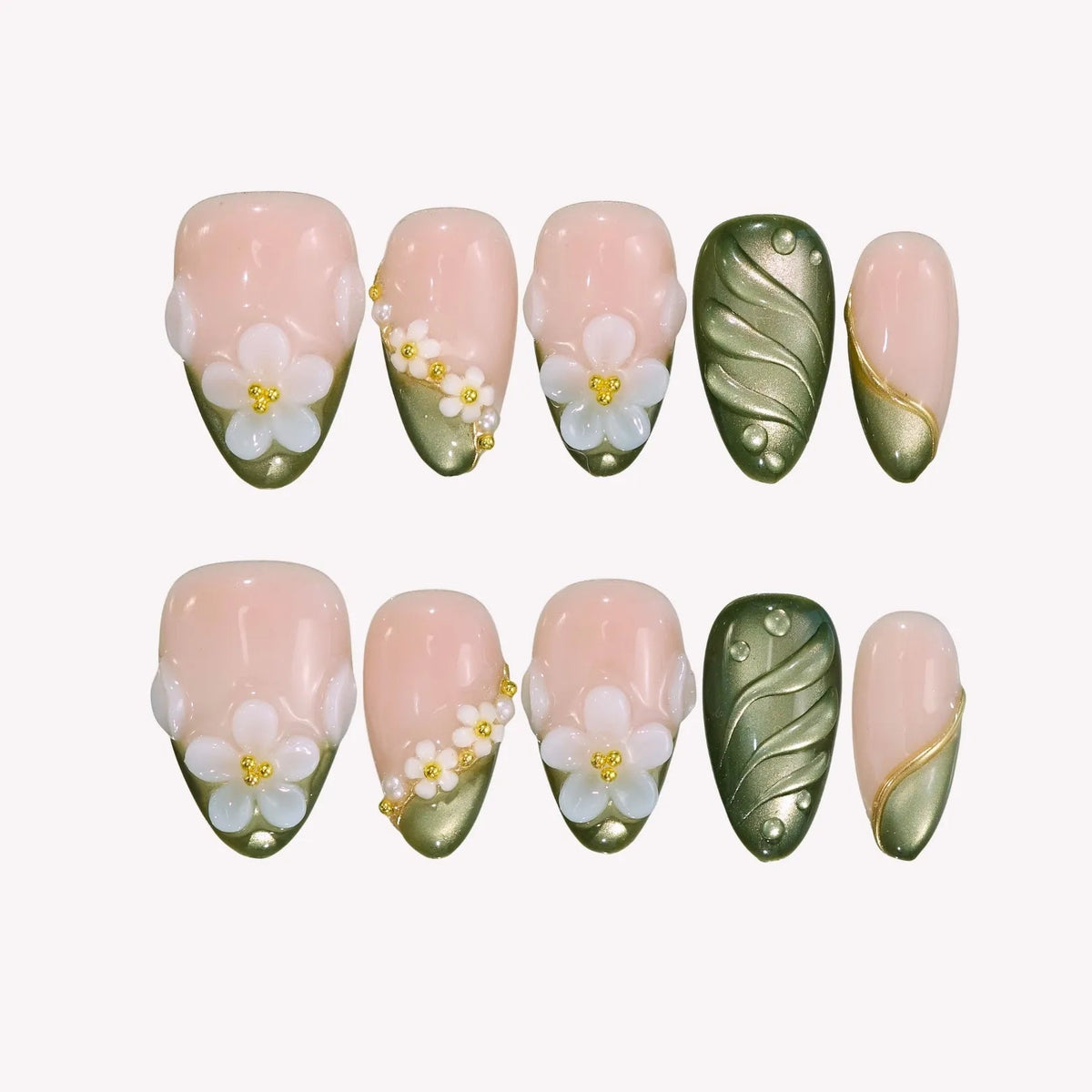 Elegant 3D Floral Press On Nails Collection
