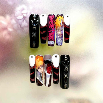 Ichigo Kurosaki Nails – Bleach Press-On Nail Set, Hollow Form Edition | Dragonnail