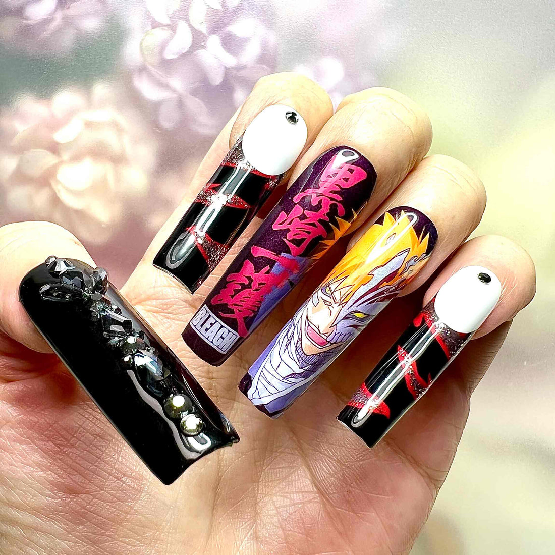 Ichigo Kurosaki Nails – Bleach Press-On Nail Set, Hollow Form Edition | Dragonnail