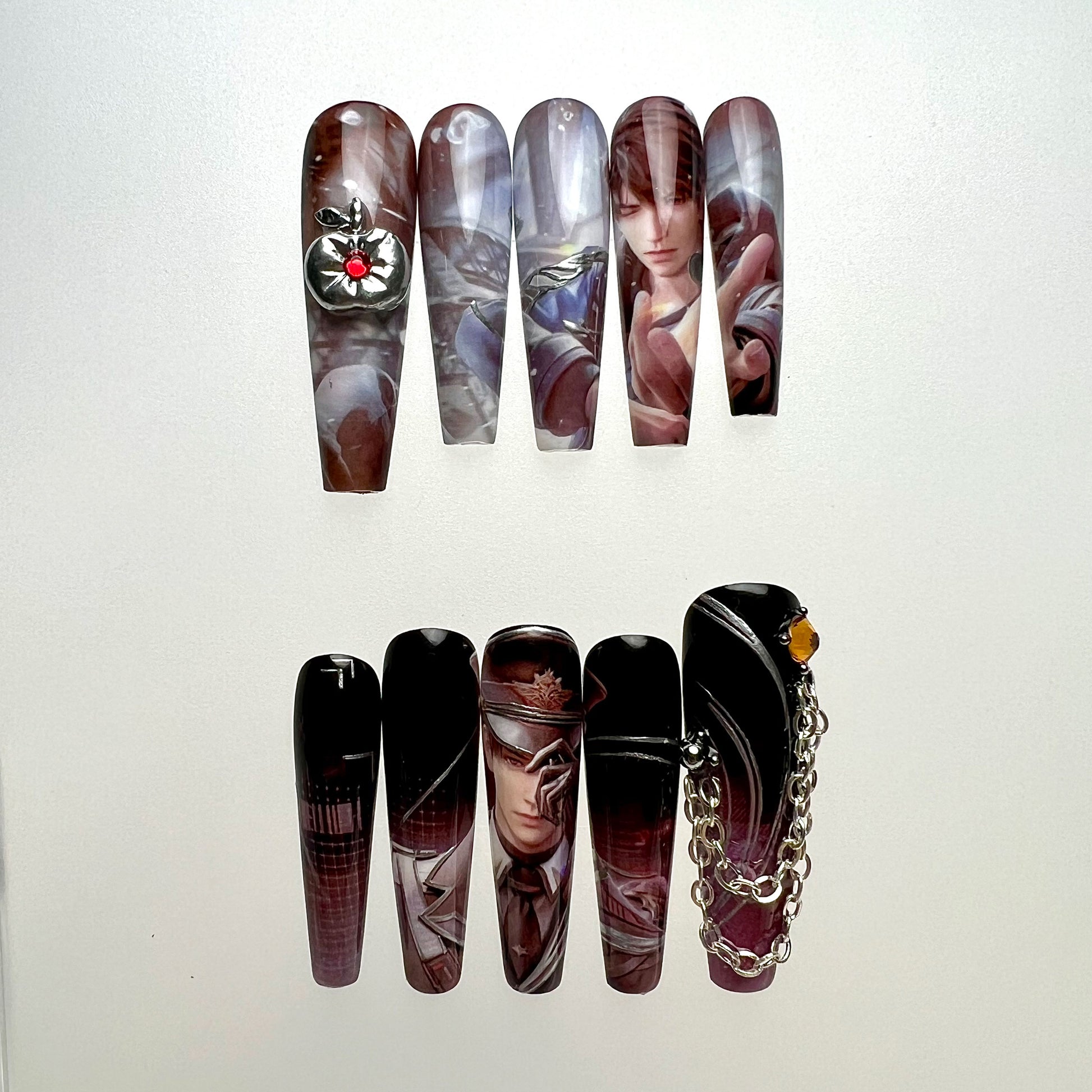 Levi Ackerman Nails – Attack on Titan Press-On Nail Set, Military Commander Chain Edition | Dragonnail