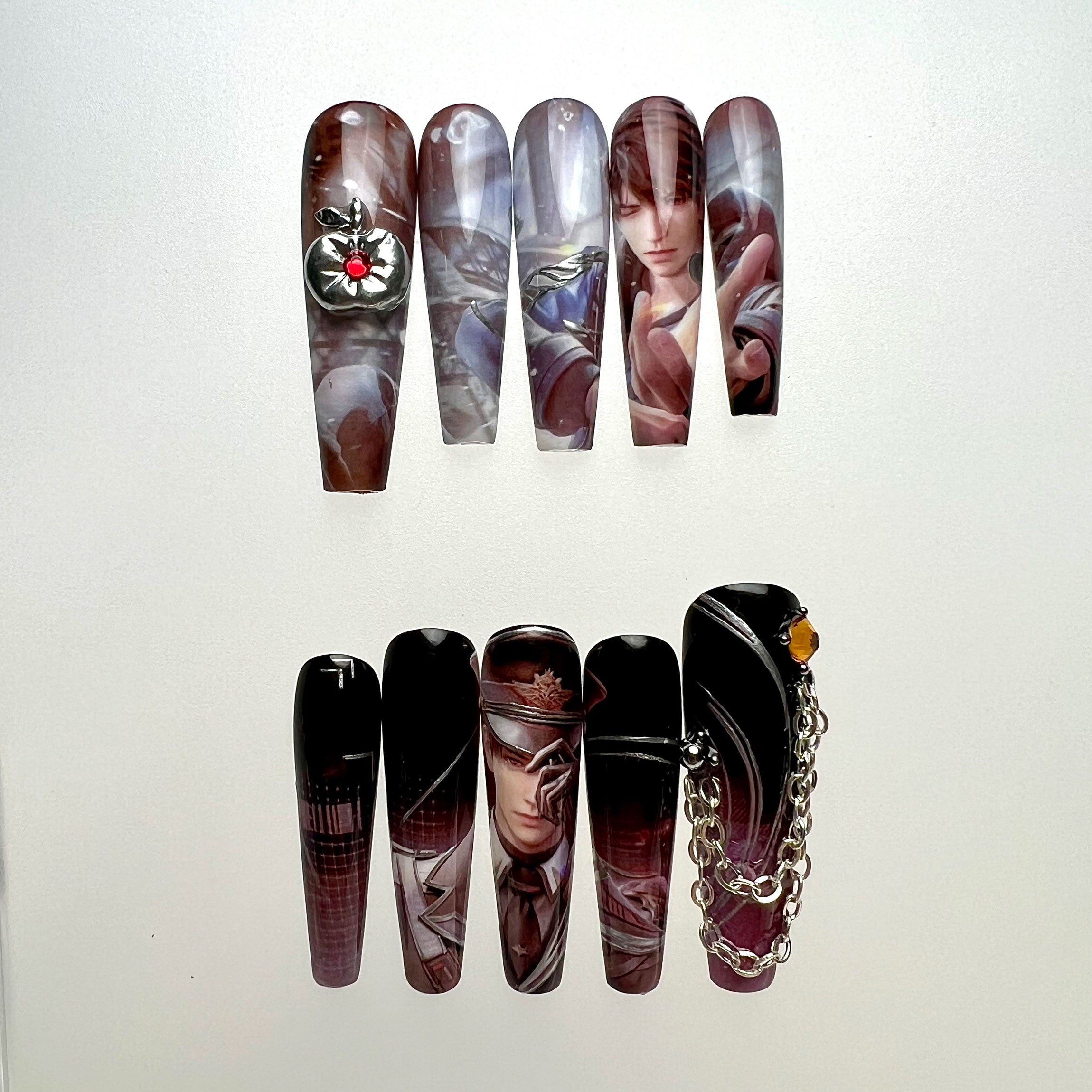 Levi Ackerman Nails – Attack on Titan Press-On Nail Set, Military Commander Chain Edition | Dragonnail
