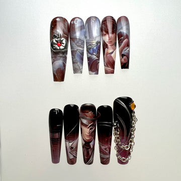 Levi Ackerman Nails – Attack on Titan Press-On Nail Set, Military Commander Chain Edition | Dragonnail