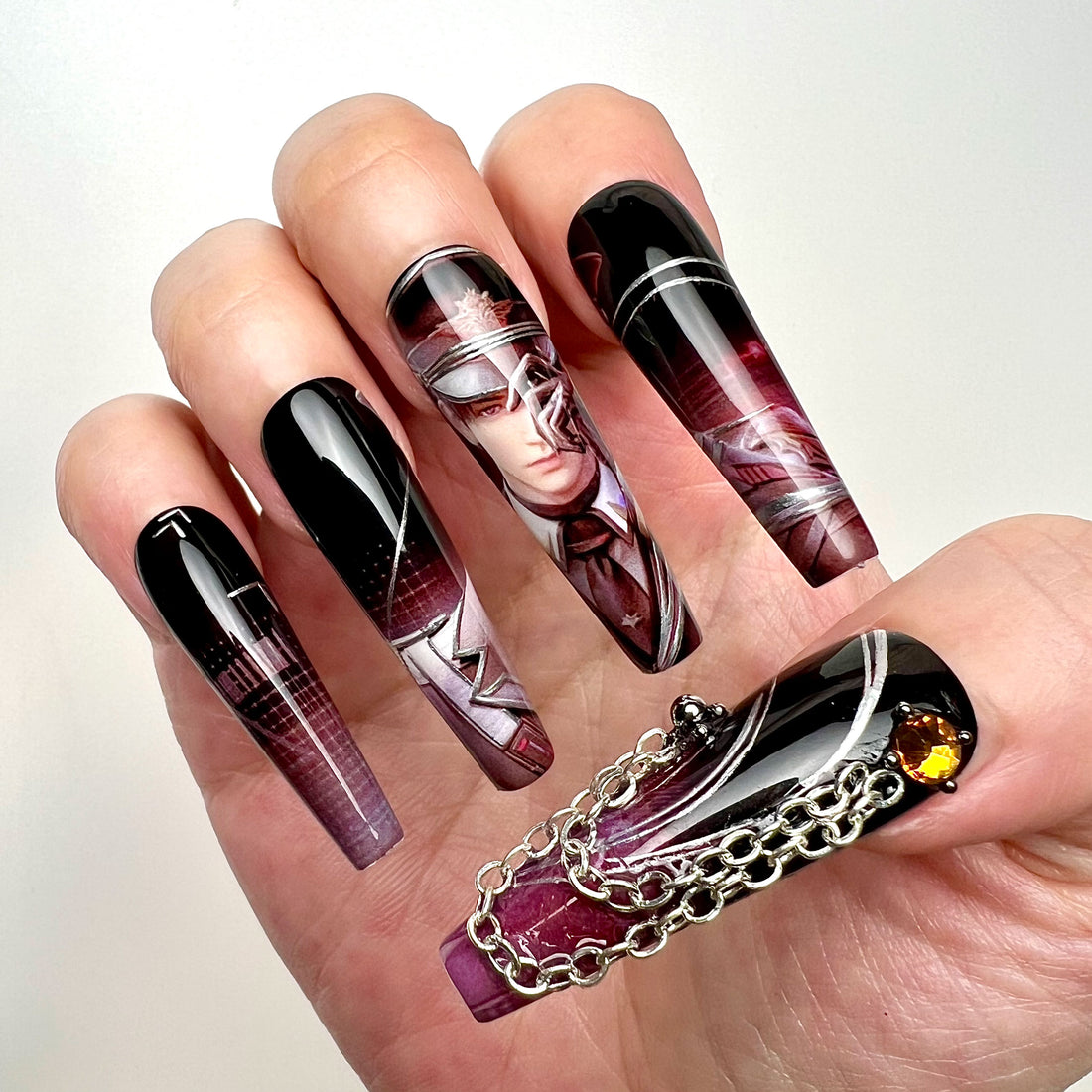Levi Ackerman Nails – Attack on Titan Press-On Nail Set, Military Commander Chain Edition | Dragonnail