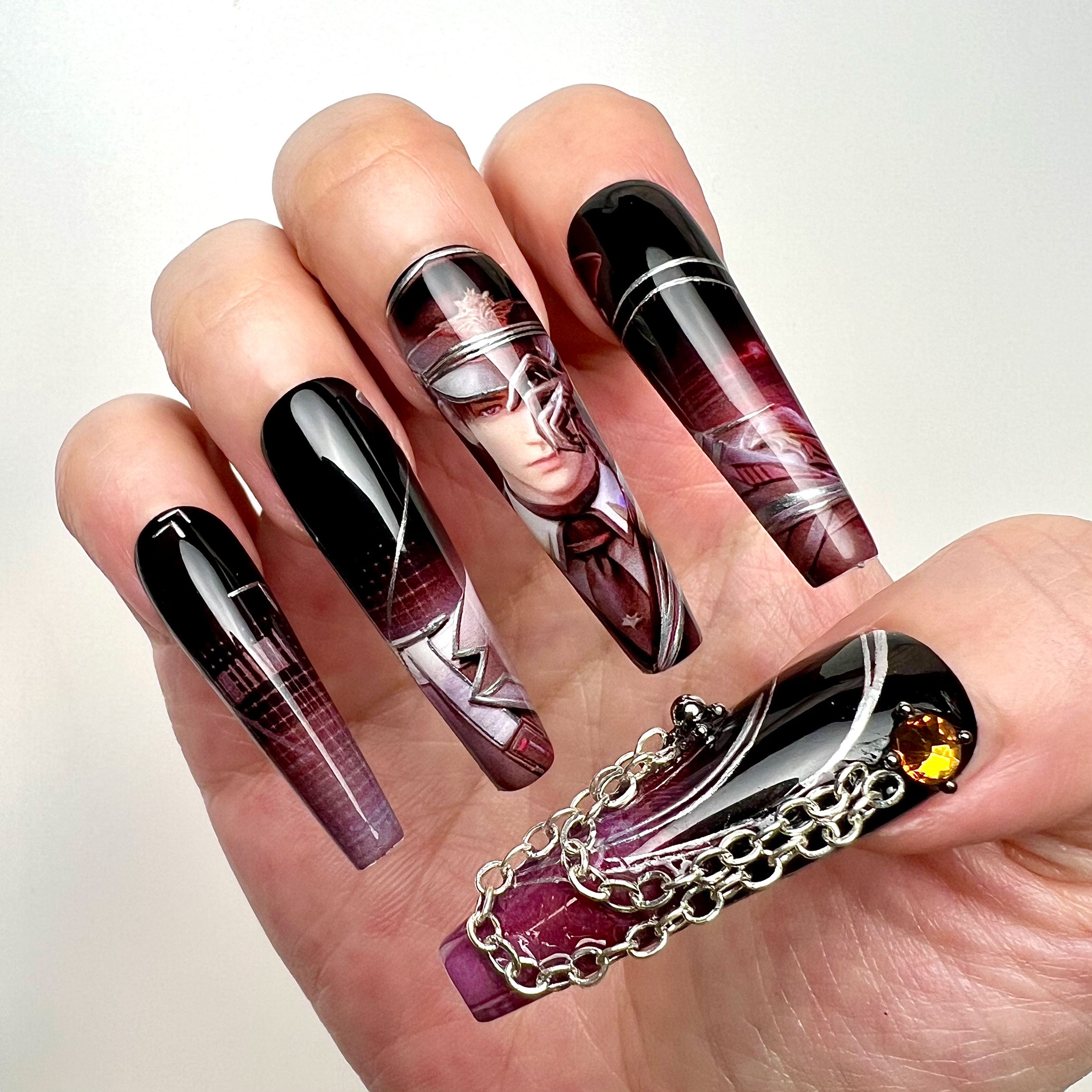 Levi Ackerman Nails – Attack on Titan Press-On Nail Set, Military Commander Chain Edition | Dragonnail
