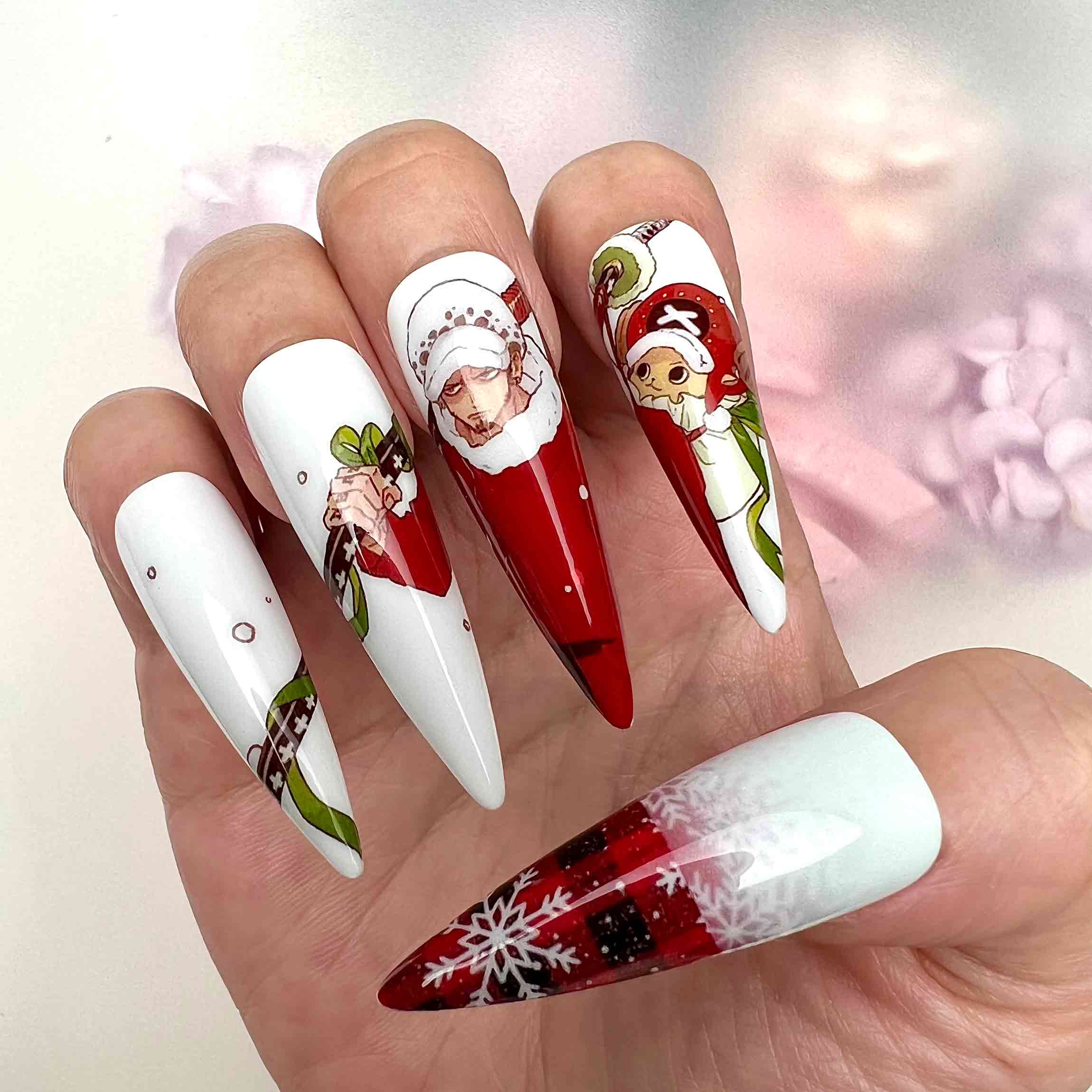 One Piece Christmas Nails – Chopper &amp; Law Holiday Press-On Nail Set | Dragonnail