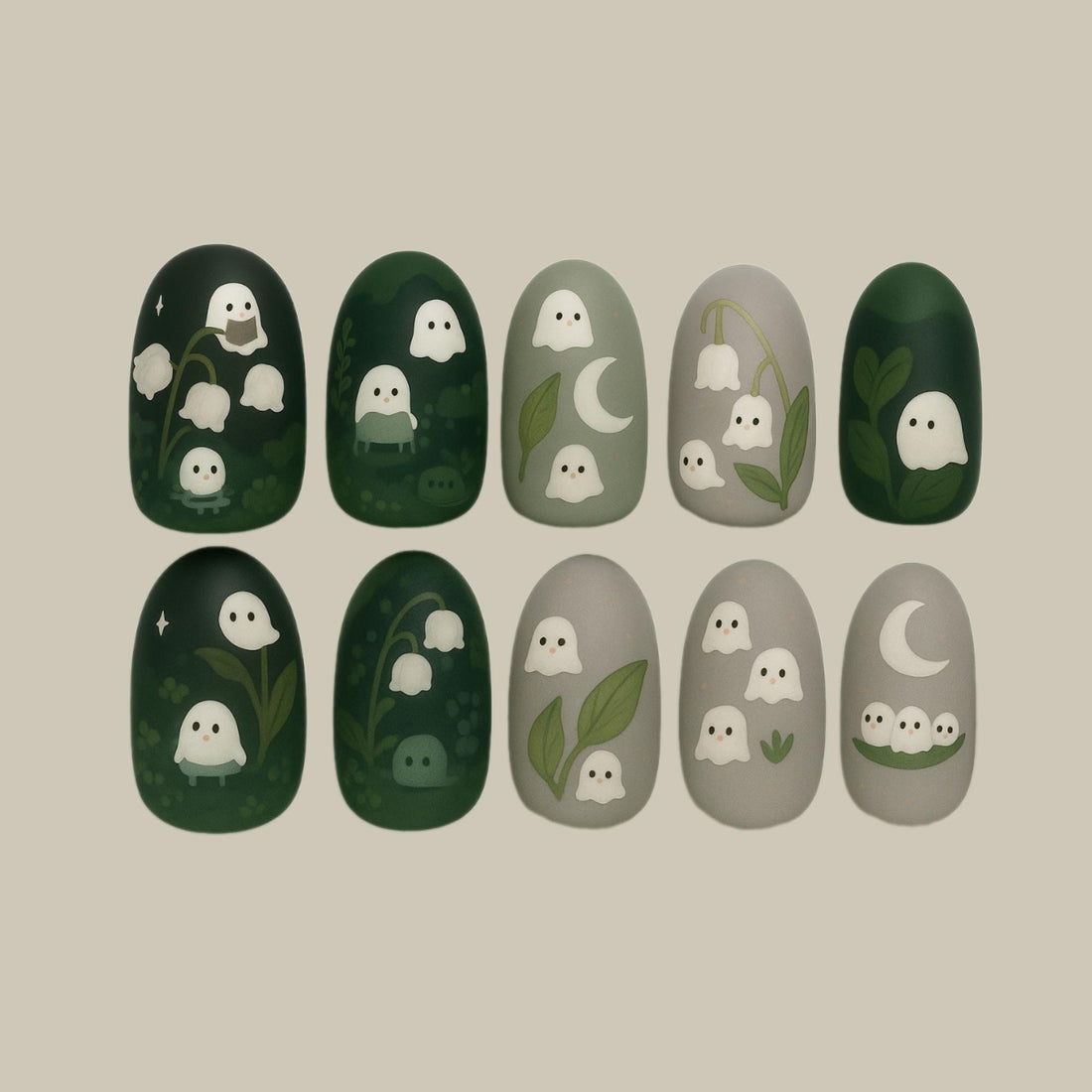 Cute Halloween Ghost Press On Nails Spooky Ghost And Plants Press On Nails Scary Cute Halloween Fake Nails Kawaii Nails 3d Nail Art Dragonnail
