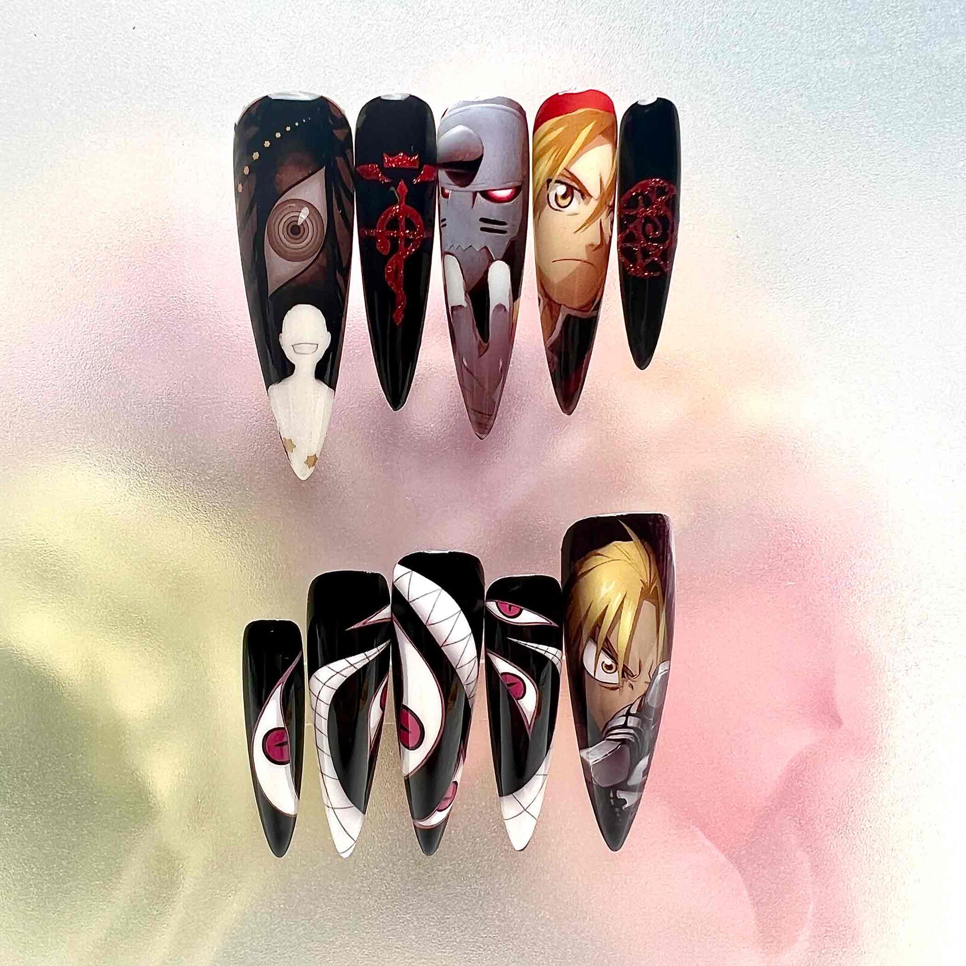 Edward Elric Nails – Fullmetal Alchemist Press-On Nail Set, Philosopher’s Stone Edition | Dragonnail