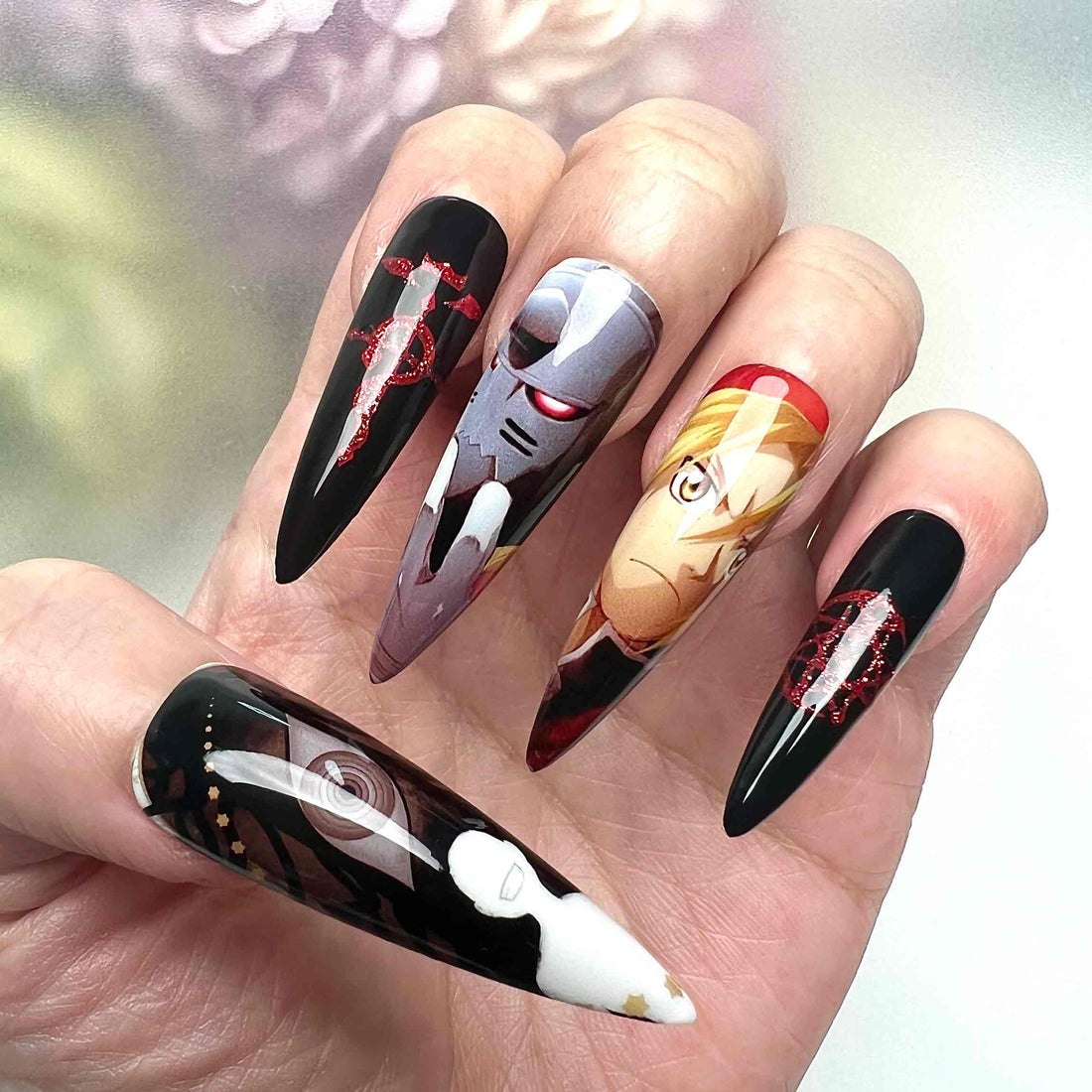 Edward Elric Nails – Fullmetal Alchemist Press-On Nail Set, Philosopher’s Stone Edition | Dragonnail