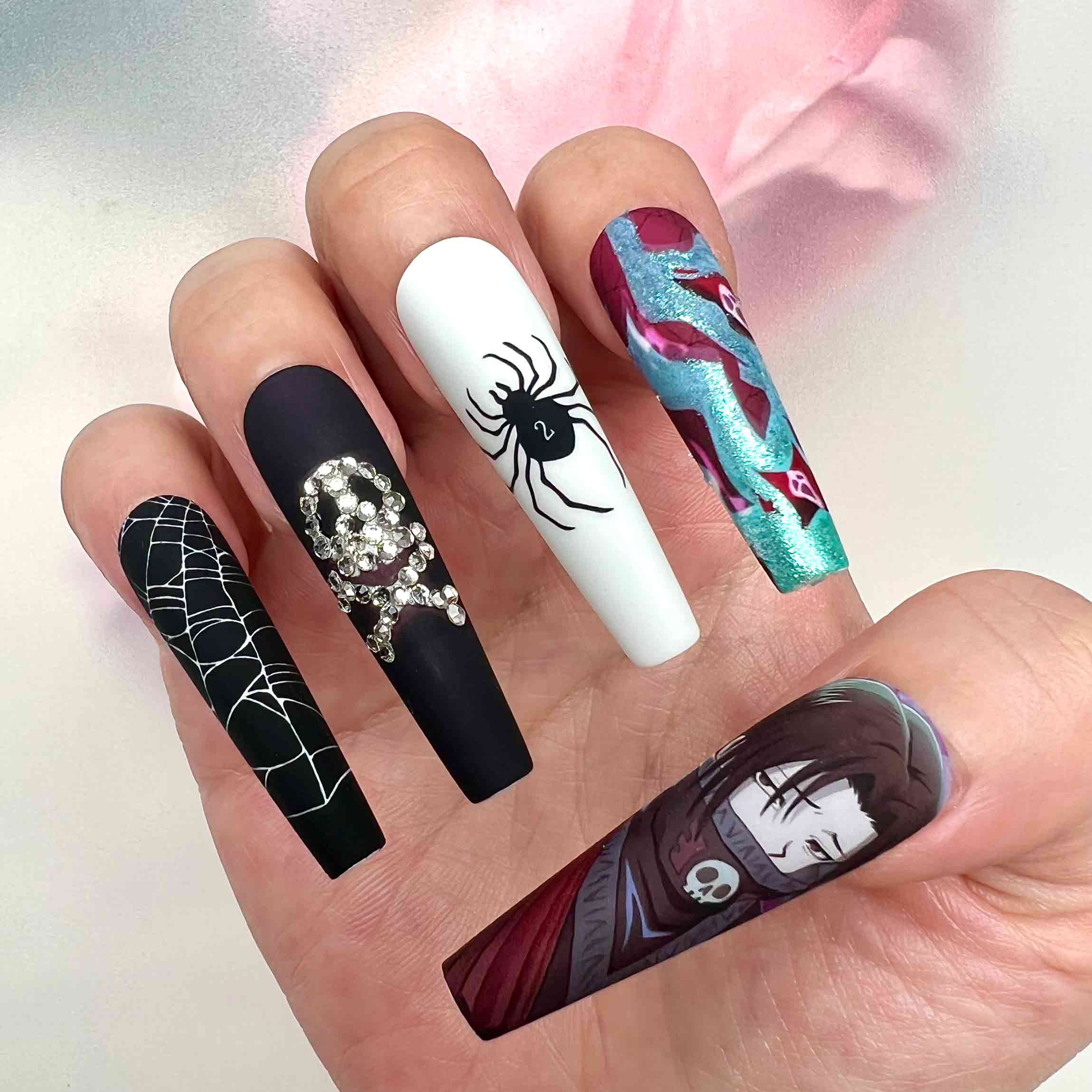 Feitan Portor Nails – Hunter x Hunter HxH Press-On Set, 3D Skull Gem &amp; Phantom Troupe Design | Dragonnail