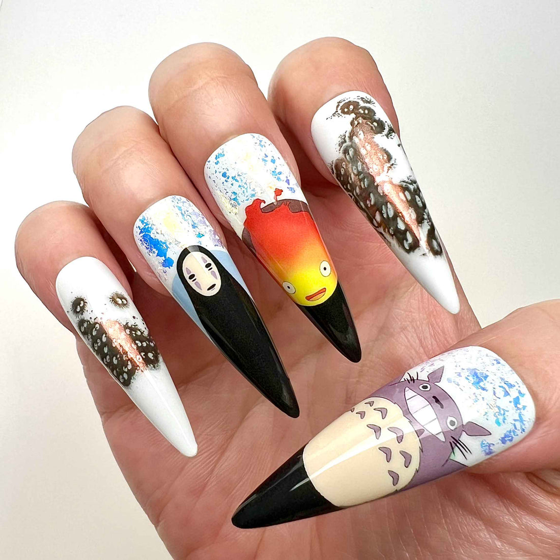 Studio Ghibli Nails – Ghibli All-Stars Press-On Set, Totoro, No-Face &amp; Haku Anime Collage | Dragonnail