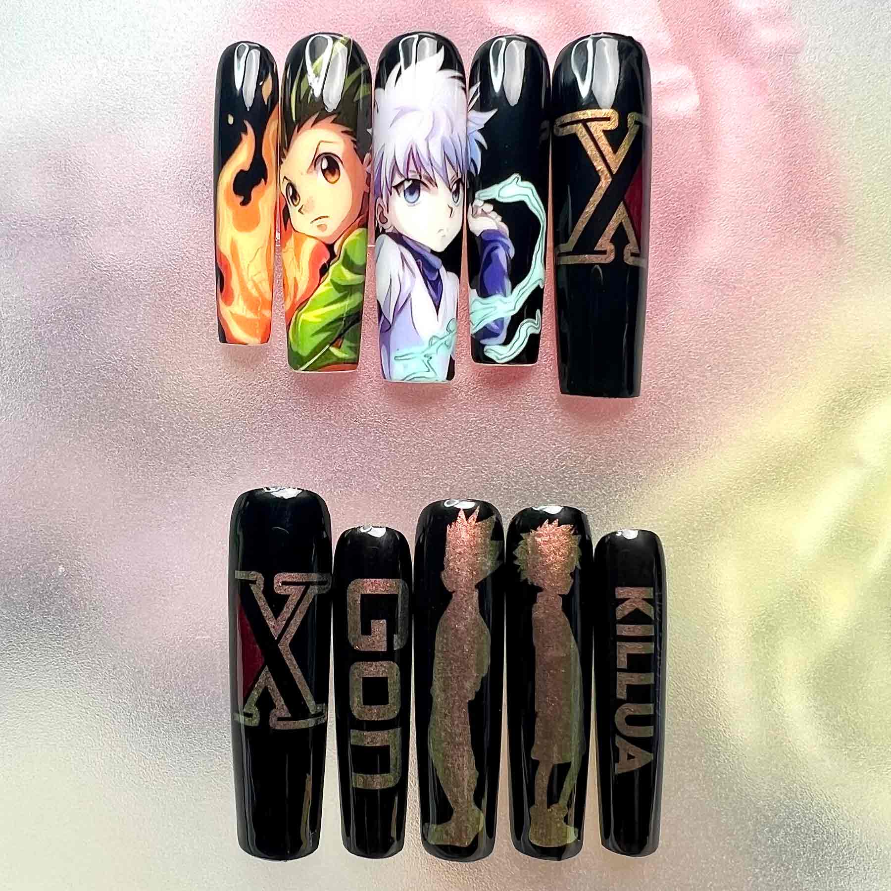 Hunter x Hunter Nails – Gon &amp; Killua Lightning Duo Press-On Nail Set | Dragonnail