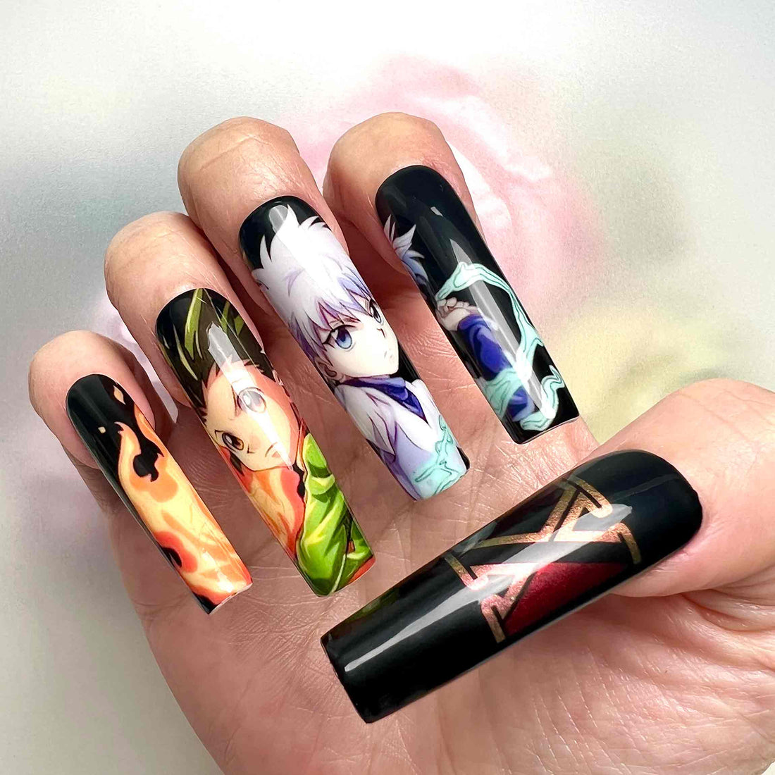 Hunter x Hunter Nails – Gon &amp; Killua Lightning Duo Press-On Nail Set | Dragonnail