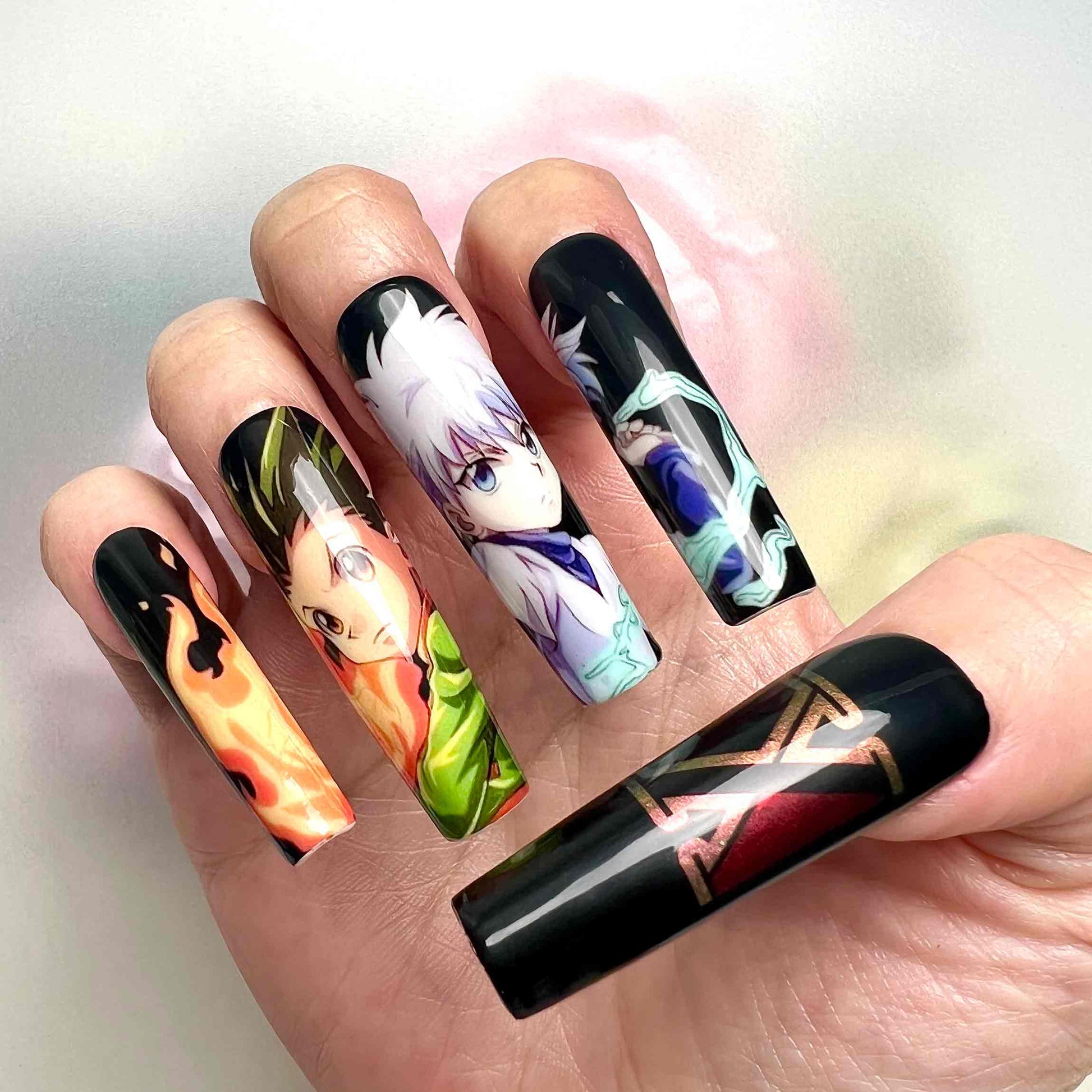 Hunter x Hunter Nails – Gon &amp; Killua Lightning Duo Press-On Nail Set | Dragonnail