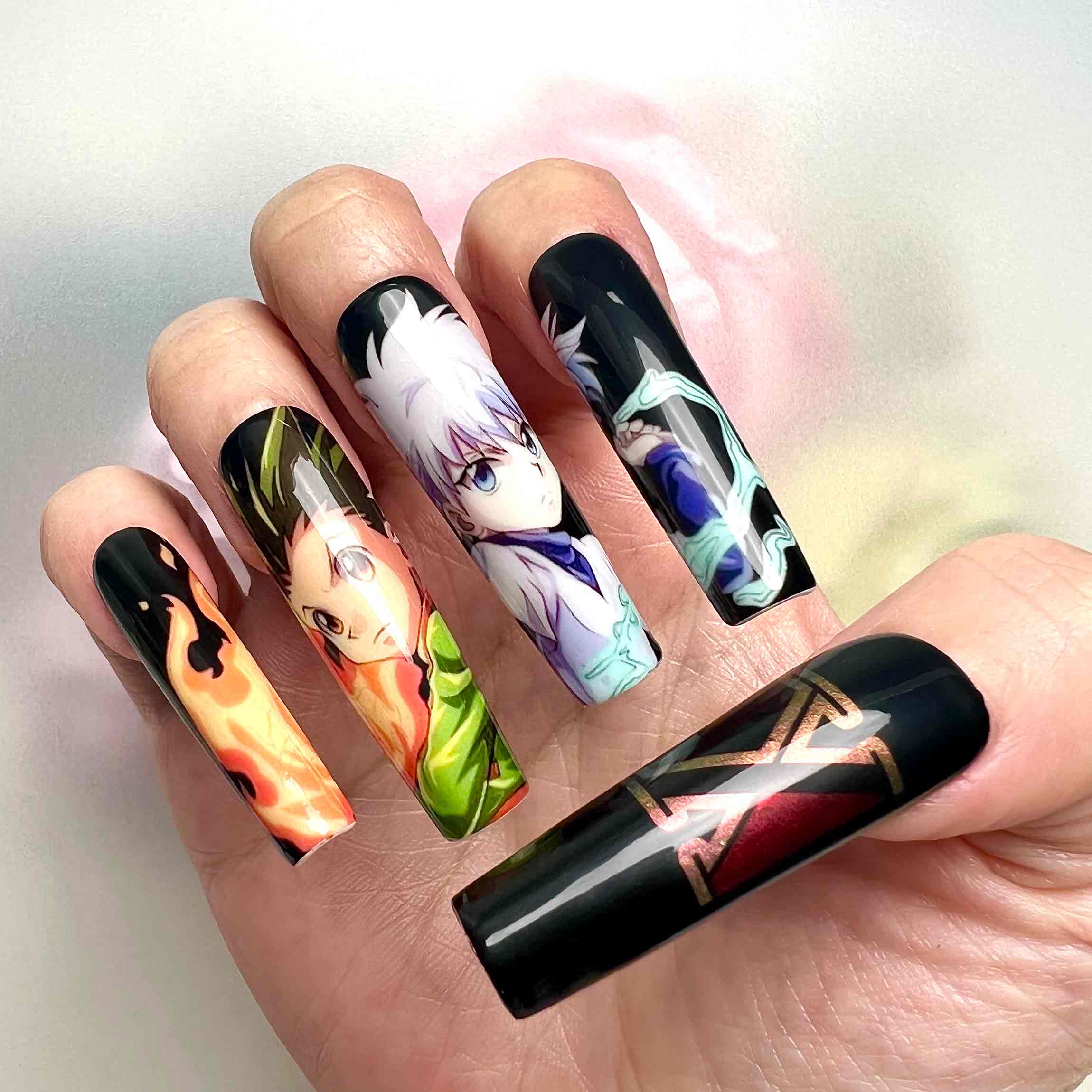 Hunter x Hunter Nails – Gon &amp; Killua Lightning Duo Press-On Nail Set | Dragonnail