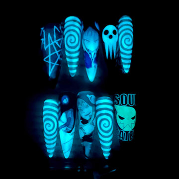 Soul Eater Nails – Glow-In-The-Dark Press-On Nail Set, Death Weapon Meister Edition | Dragonnail