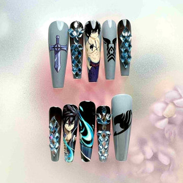 Gray Fullbuster Nails – Fairy Tail Press-On Nail Set, Ice-Make Magic Edition | Dragonnail