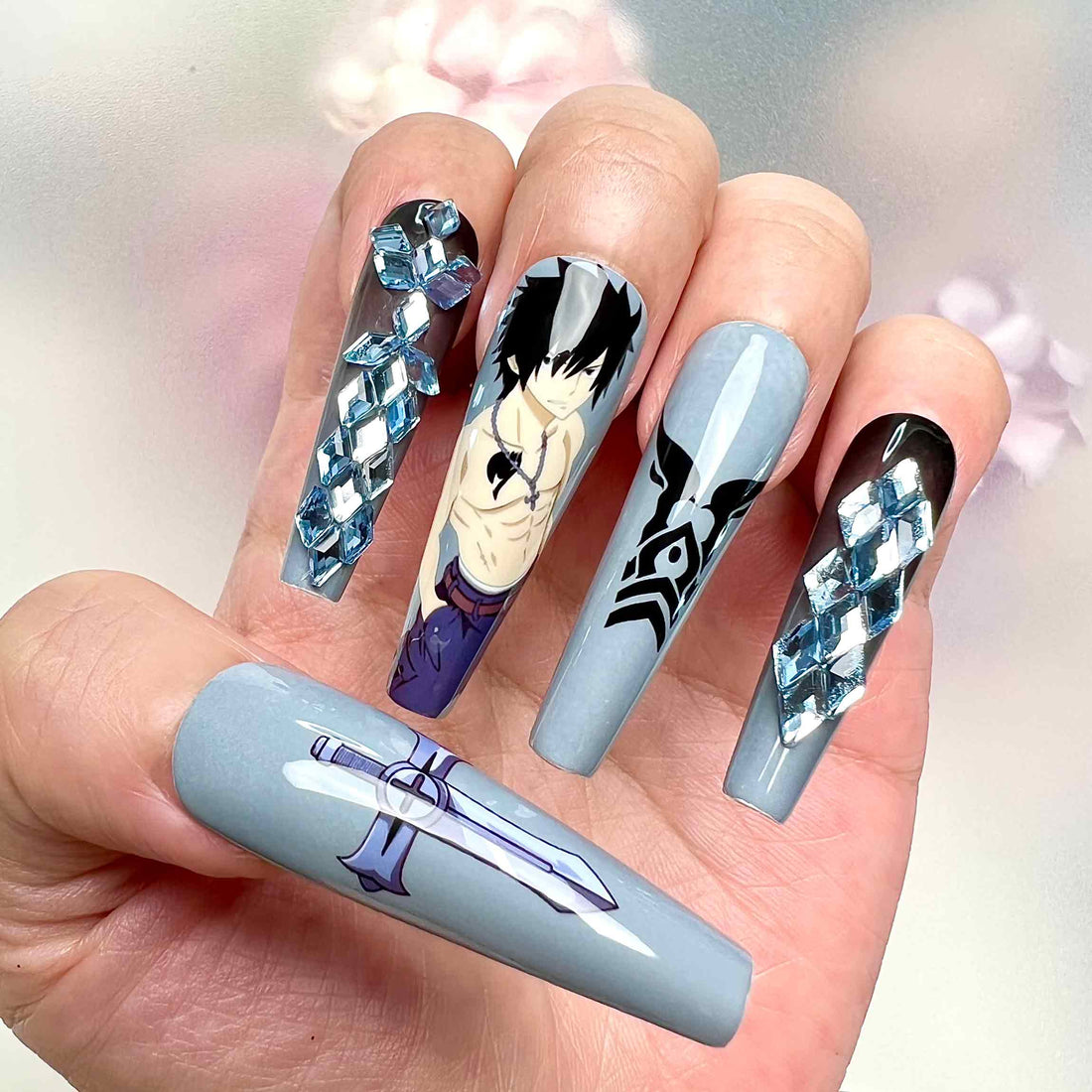 Gray Fullbuster Nails – Fairy Tail Press-On Nail Set, Ice-Make Magic Edition | Dragonnail