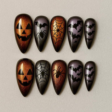 Halloween Cat Eye Press On Nails 3d Nail Art Halloween Party Glitter Press-on Nails With Witch Gothic Nails Art Spooky Season Dragonnail