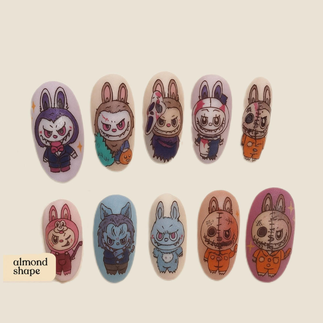Halloween Characters Press On Nails Spooky Halloween Handmade Nails Cute Cartoon Nail Art Spooky 3d Nails Horror Movie Nails Dragonnail