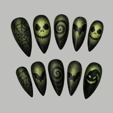 Halloween Nightmare Press On Nails Spider Web Bat Nails Spooky 3d Nails Art Gothic Nails Horror Nailshandmade Reusable Fake Fingernails Dragonnail