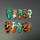 Halloween Pumpkin Bat Press On Nails 3d Nail Art For Halloween Party Spooky Bat Almond Nails Custom Handpainted Nails Dragonnail