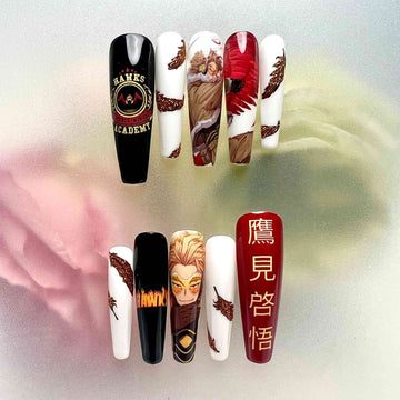 Hawks Nails – My Hero Academia MHA Press-On Set, Keigo Takami Fierce Wings Design | Dragonnail