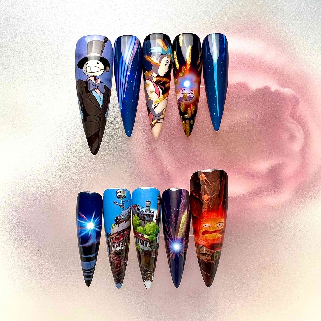 Howl's Moving Castle Nails – Studio Ghibli Press-On Set, Howl, Sophie &amp; Calcifer Magical Design | Dragonnail