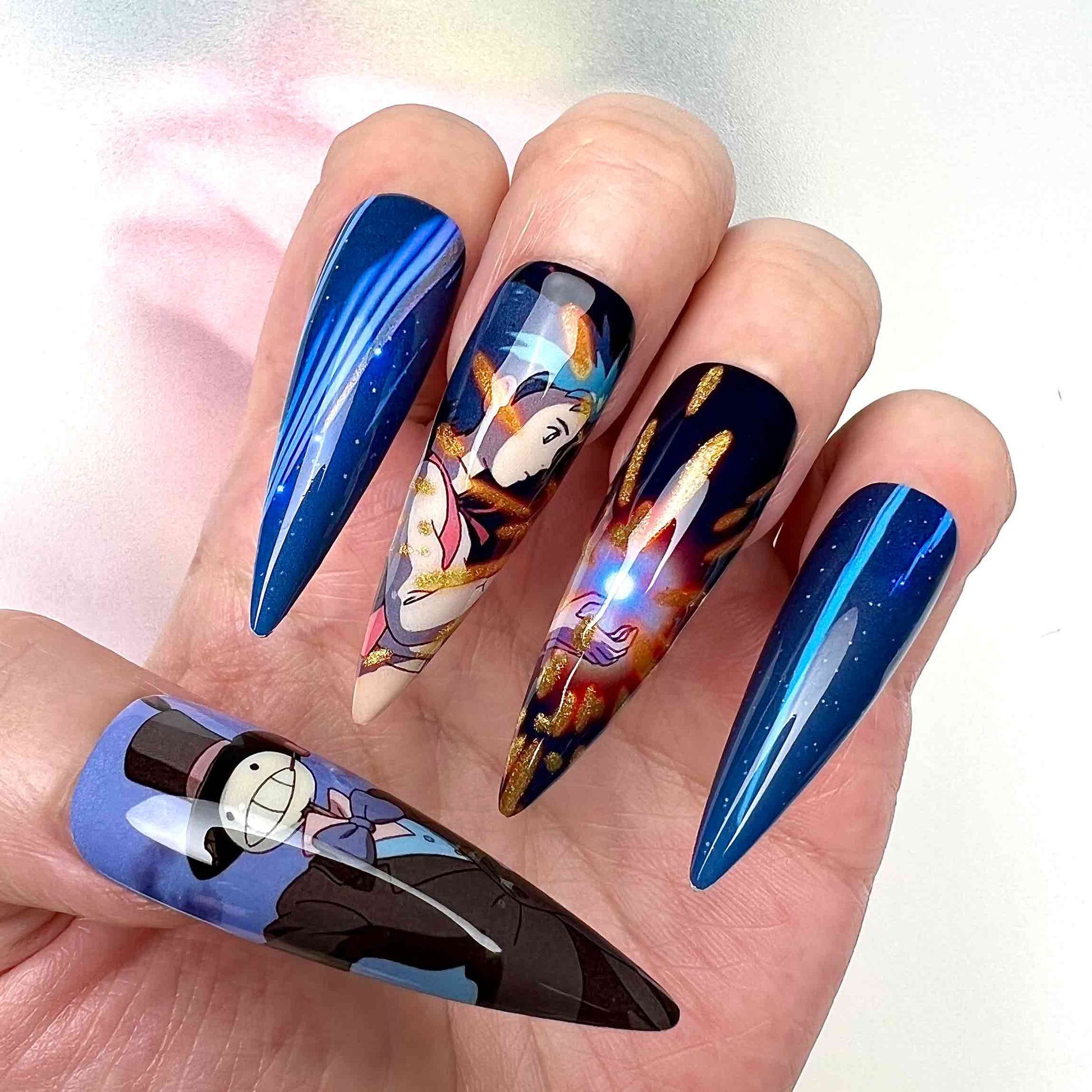 Howl's Moving Castle Nails – Studio Ghibli Press-On Set, Howl, Sophie &amp; Calcifer Magical Design | Dragonnail