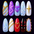 Hunter Demon Press On Nails Huntrix Nails Anime Inspired Nail Art Kpop Nails Y2k Nails Press On Dragonnail