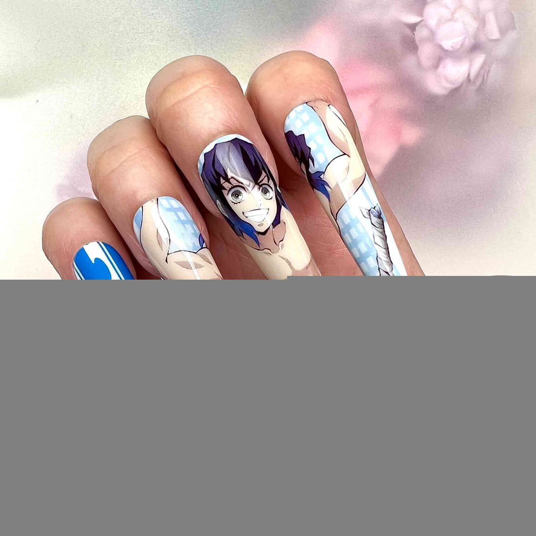 Inosuke Hashibira Nails – Demon Slayer KNY Press-On Set, Beast Breathing &amp; Boar Mask Anime Design | Dragonnail