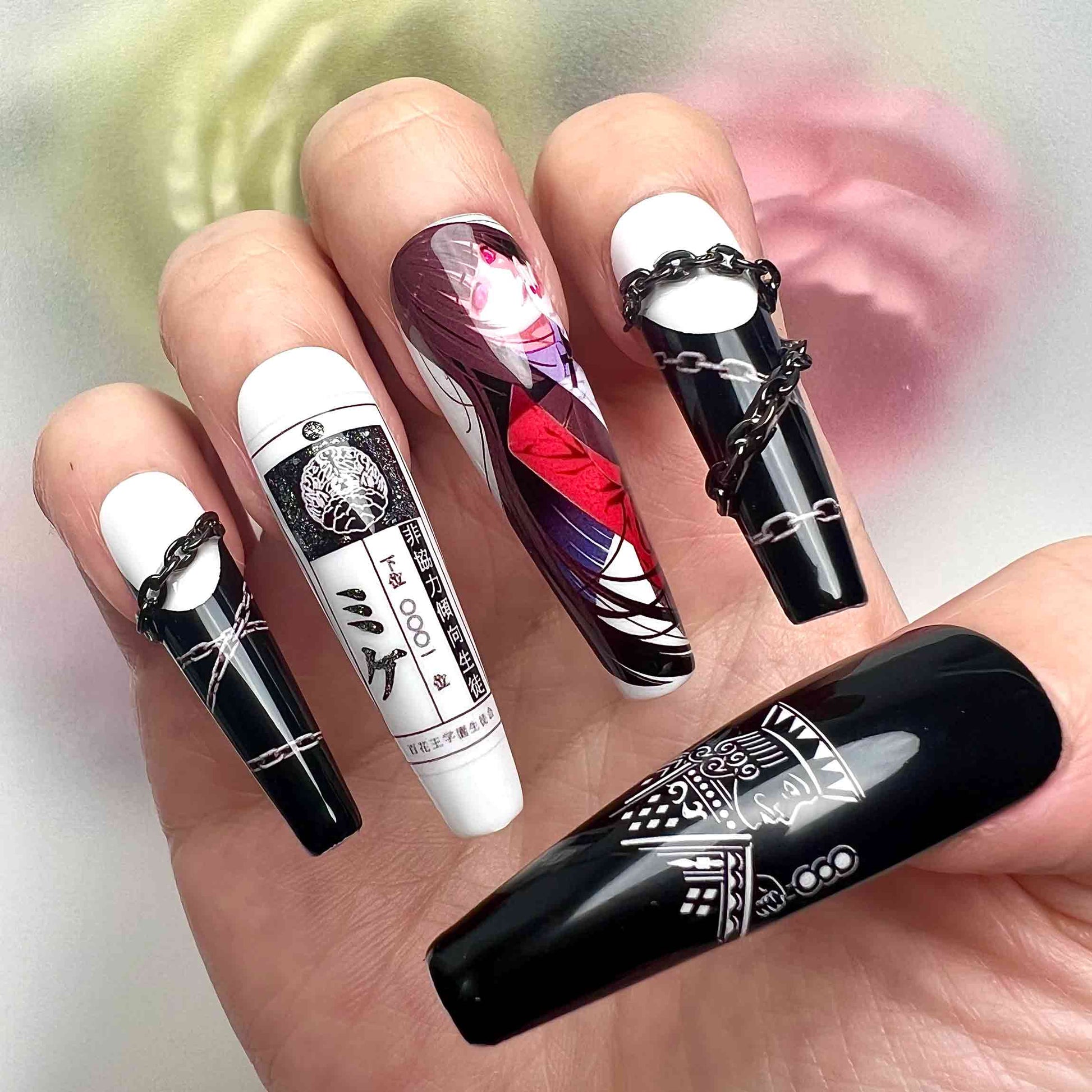 Yumeko Jabami Nails – Kakegurui Press-On Nail Set, Gambling Queen Chain Edition | Dragonnail