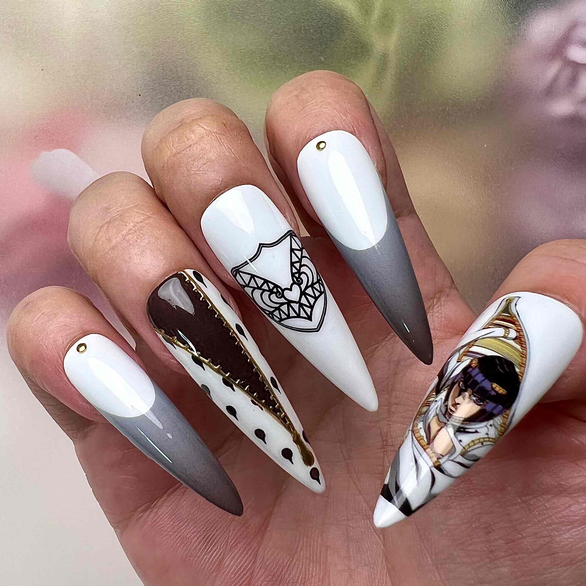JoJo's Bizarre Adventure Nails – Bruno Bucciarati Press-On Set, Golden Wind Zipper Anime Design | Dragonnail
