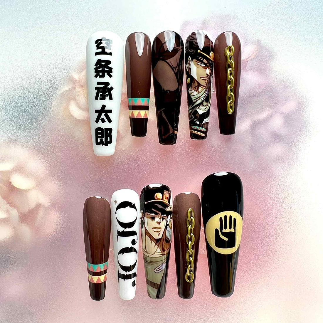 Jotaro Kujo Nails – JoJo’s Bizarre Adventure Press-On Nail Set, Star Platinum Edition | Dragonnail