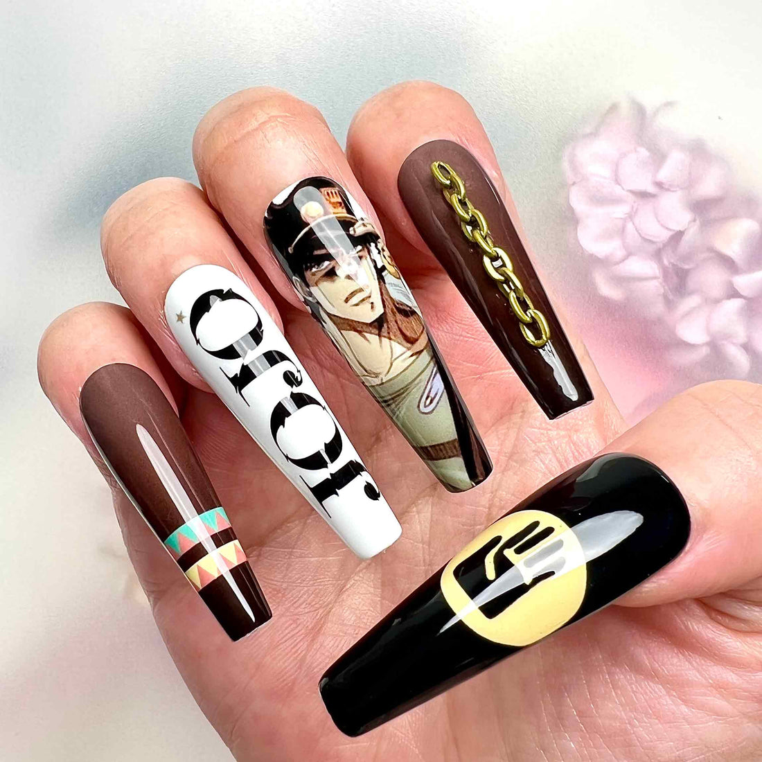 Jotaro Kujo Nails – JoJo’s Bizarre Adventure Press-On Nail Set, Star Platinum Edition | Dragonnail