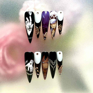 One Piece Trafalgar Law Nails – Heart Pirates Press-On Nail Set | Dragonnail
