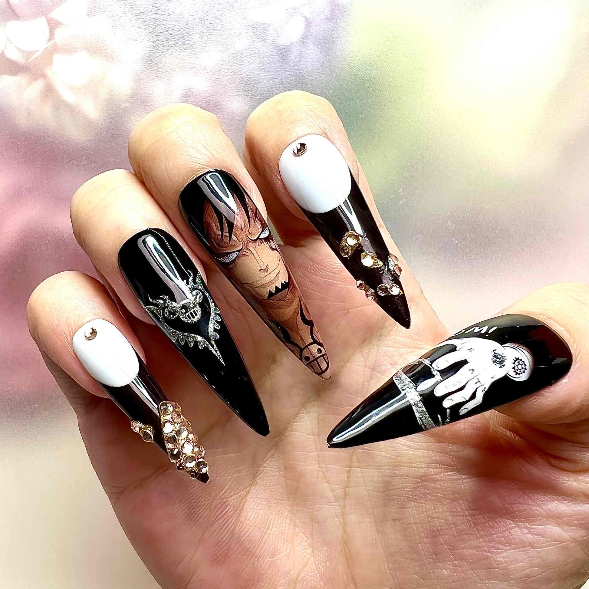 One Piece Trafalgar Law Nails – Heart Pirates Press-On Nail Set | Dragonnail