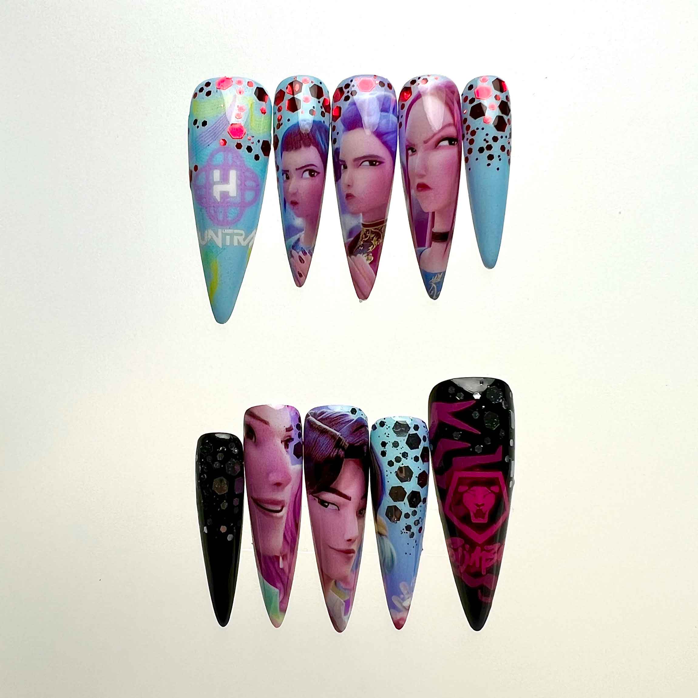 K/DA League of Legends Nails – Popstar Akali &amp; Evelynn Press-On Nail Set | Dragonnail