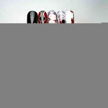 Mirajane Strauss Nails – Fairy Tail Press-On Set, Satan Soul Red &amp; Black Demon Anime Design | Dragonnail