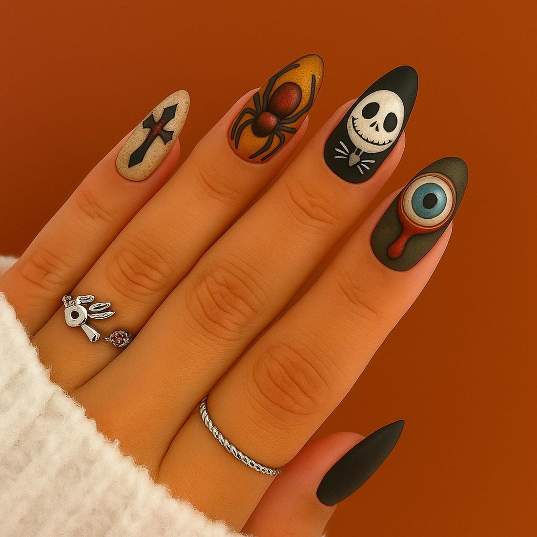 Nightmare Press On Nails Spooky Nails Art 3d Nail Art Halloween Party Pumpkin King Press-on Nails Gothic Nails Art Dragonnail