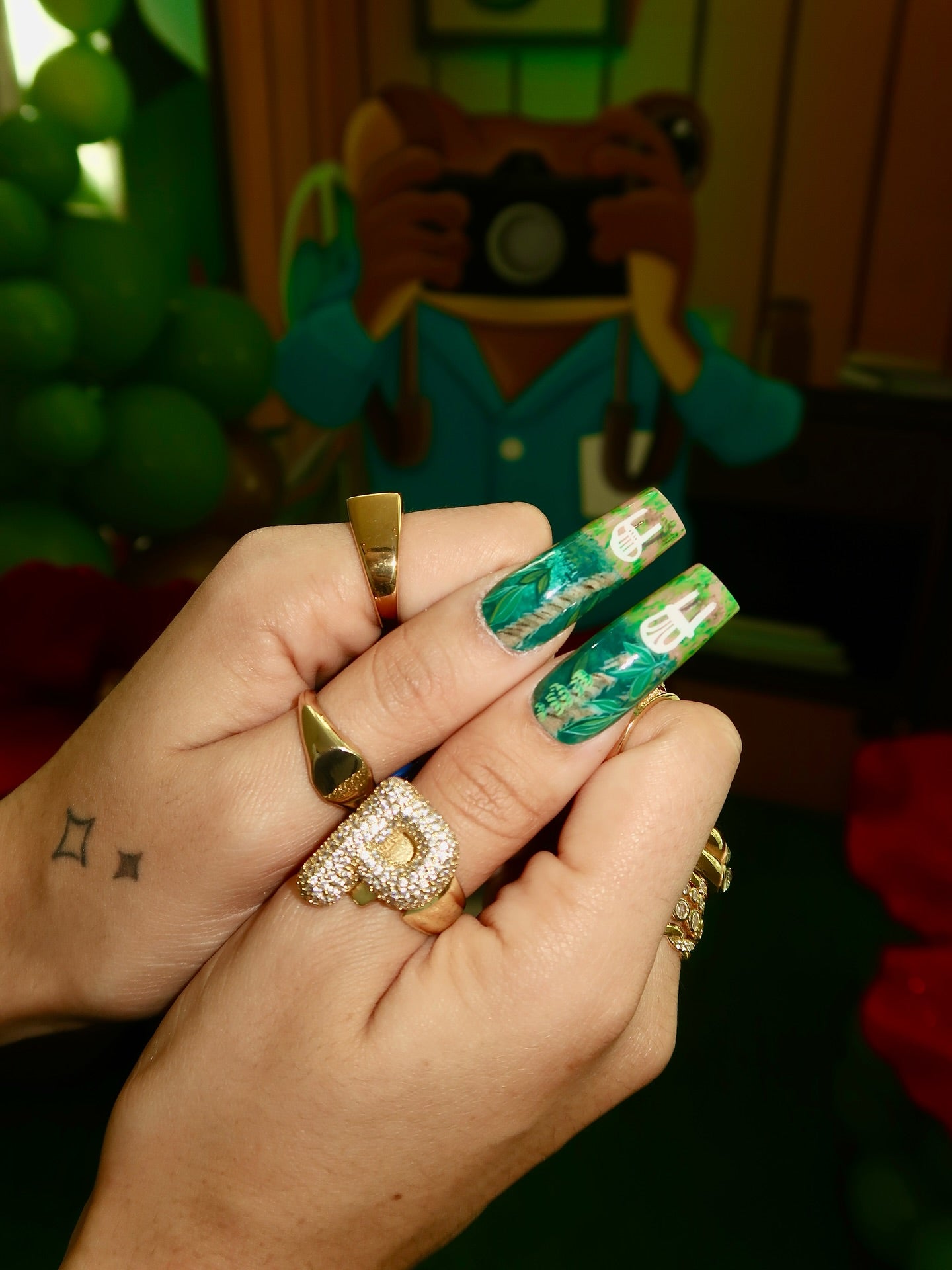 Handmade Puerto Rico Heritage Press On Nails - XL Square Cultural Pop Art Nails - Yaucono Coffee, Domino & Flag Design - Luxury Custom Pride Art